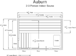 Sauna de interior Auburn para 2-3 personas – Puerta compacta y elegante / Calentador inteligente KIP de 6 kW + Fenix - Imagen 12