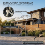 Carpa garaje portátil Outsunny de 3 x 6 m, impermeable, con protección UPF 30+, puerta enrollable con cremalleras y 4 ventanas - Imagen 5