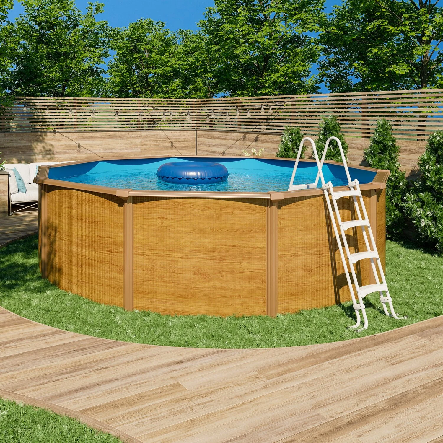 download (2) Piscina elevada de acero redonda CANYON (acabado efecto madera) – Ø 4,55 x 1,20 m - Imagen 1