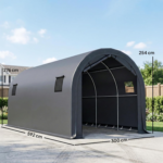 Carpa garaje portátil Outsunny de 3 x 6 m, impermeable, con protección UPF 30+, puerta enrollable con cremalleras y 4 ventanas - Imagen 3