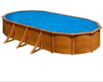 Piscina ovalada de acero Mauritius, 5 x 3 x 1,32 m, acabado efecto madera
