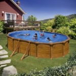 Piscina ovalada de acero Mauritius, 5 x 3 x 1,32 m, acabado efecto madera - Imagen 2