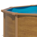 Piscina elevada de acero ovalada OSMOSE, 9,15 x 4,55 x 1,32 m, acabado efecto madera - Imagen 3
