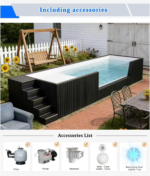 Piscina de fibra de vidrio tipo contenedor de 20 pies, fabricada a medida, fácil de instalar y apta para uso familiar en exteriores (sobre suelo) - Imagen 4
