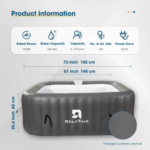 Jacuzzi inflable cuadrado mejorado Relxtime Proseries para 6 personas – Spa portátil de 73 x 73 pulgadas con kit profesional de 15 piezas y diseño reforzado en color gris para una experiencia superior - Imagen 3