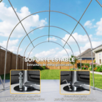 Carpa garaje portátil Outsunny de 3 x 6 m, impermeable, con protección UPF 30+, puerta enrollable con cremalleras y 4 ventanas - Imagen 2