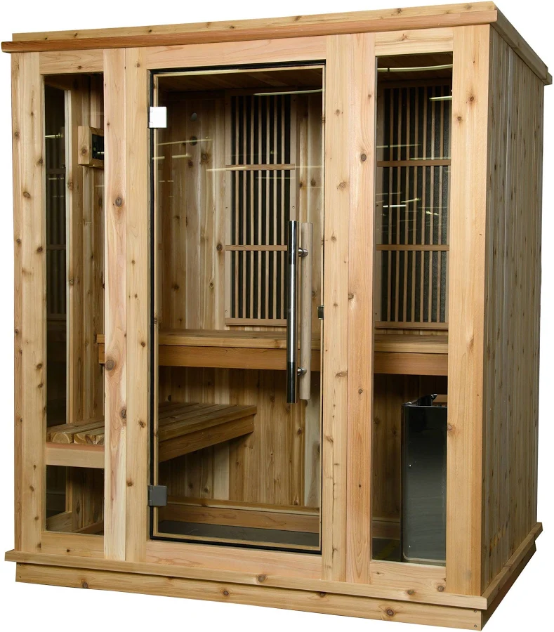 download (3) Sauna de interior Auburn para 2-3 personas – Puerta compacta y elegante / Calentador inteligente KIP de 6 kW + Fenix - Imagen 1