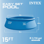 Kit de piscina elevada para exteriores, de PVC y acero, color azul, fácil montaje; incluye escalera, cubierta, bomba de filtrado de 1000 GPH con GFCI y 6 depósitos - Imagen 5