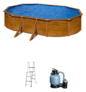 Piscina de acero ovalada GRE Pacific con acabado efecto madera – Dimensiones - Imagen 3
