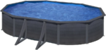 Piscina de acero Gre Louko ovalada gris antracita 6,34 x 3,99 x 1,22 m