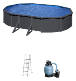 Piscina de acero Gre Louko ovalada gris antracita 6,34 x 3,99 x 1,22 m - Imagen 4