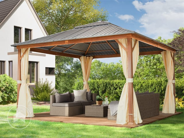download (78) Cenador Premium de Aluminio Color Bronce con Techo Hardtop y Luz LED Cálida | Purple Leaf 3 × 4.25 m con 24 bombillas - Imagen 1