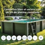 Piscina elevada de composite gris rectangular 2.8x1.75x0.91 m con depuradora de arena y escalera de obra gre - Imagen 3